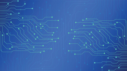Blue digital background featuring abstract circuit lines and connected nodes ideal for tech themed designs and modern technology interfaces