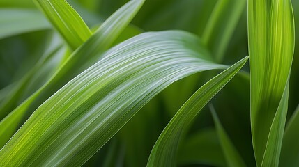 Obraz premium Vibrant green leaf texture in close-up, showcasing nature's organic beauty and intricate details.