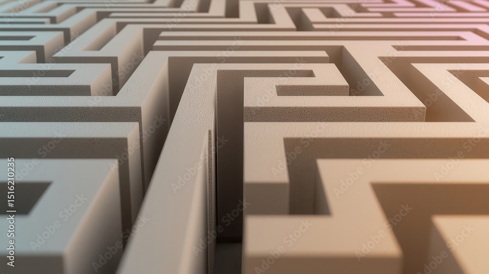 Poster intricate labyrinth design with textured pathways and shadows