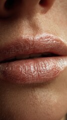 Fototapeta premium Closeup of natural lips and skin texture 
