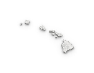 3D Map of Hawai State on isolated transparent png