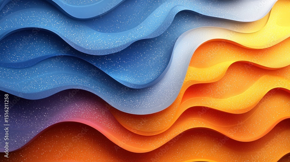 Aufkleber abstract flowing waves with gradient colors and glitter texture background