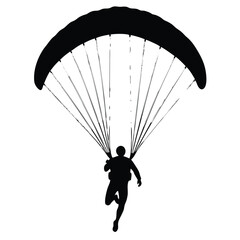 paraglider silhouette on black background