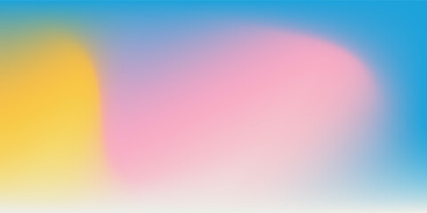 Abstract clear blue sky. Pastel rainbow. Light blue, pink and yellow color vector banner. Pastel gradient sky pattern. Blurred light fuzz colorful gradient background. Vector