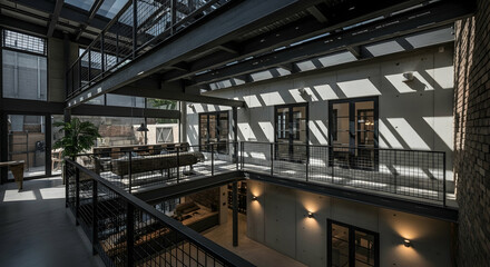 Contemporary Interior Featuring Skylight and Multilevel Design Structure