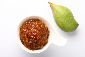Raw mango jam, made of raw mango and jaggery