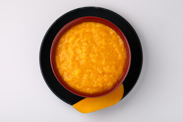 Aam ras or thick mango juice from fresh Alphanso mango