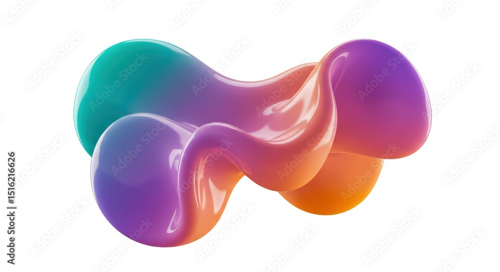 Aufkleber abstract colorful 3d render: swirling gradient forms