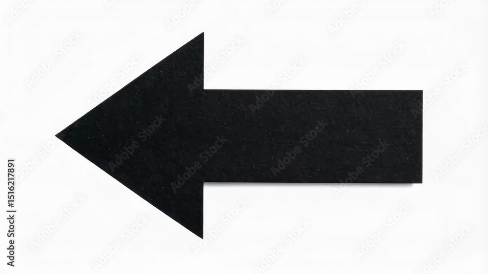 Poster directional black arrow pointing left on white background for navigation and wayfinding