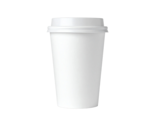 Empty white paper coffee cup on a plain background.
