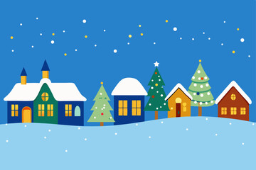 Fototapeta premium winter landscape with houses