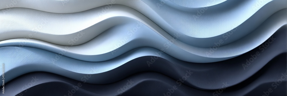 Poster abstract background with gentle fluid waves in gray scale, delicate monochrome gradient design