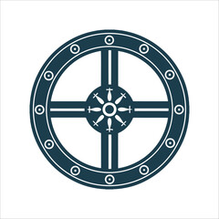 Obraz premium Minimalist Sun Wheel Vector for Solstice Solar Wheel Sun Cross A simplified sun wheel for solstice magic