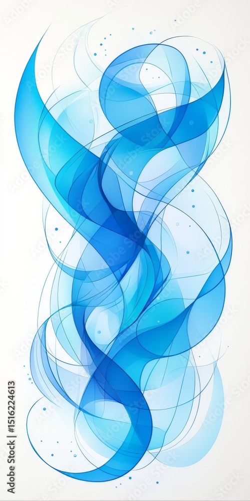 Aufkleber abstract backdrop of wavy blue fluid shapes in monochrome design dynamic waves on gradient,