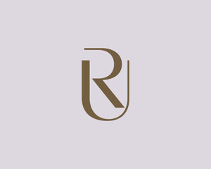 RU or UR letter logo icon design. Classic style luxury initials monogram.