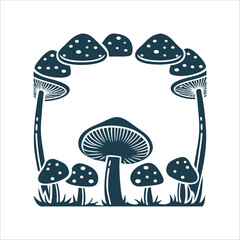 Mushroom Ring Vector Illustration, Toadstool Circle