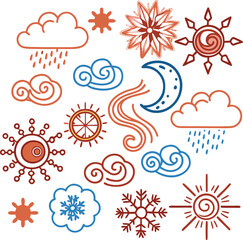 Fototapeta premium Sun and weather icon set design 