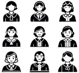 Professional Female Avatar Icon Set - Business & Service Graphics