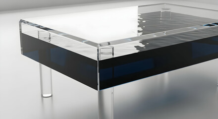 Modern Acrylic Coffee Table With Reflective Top Surface Display
