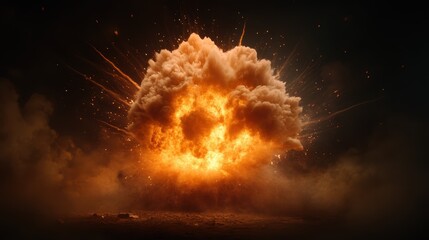 An intense explosion generates a massive fireball with swirling smoke, creating a dramatic and chaotic atmosphere that captures the raw power of destruction and event.