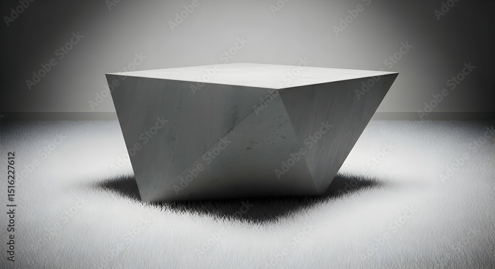 Poster geometric form on monochrome surface under soft lighting design element