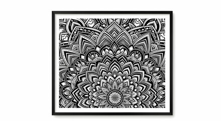 Abstract Black And White Mandala Pattern Graphic Design Wall Art