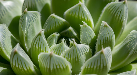 Haworthia Plant, Green Leaf Close-Up, Macro Image Of Succulent Nature