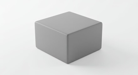 Gray Cube on White Background: A Minimalist 3D Render