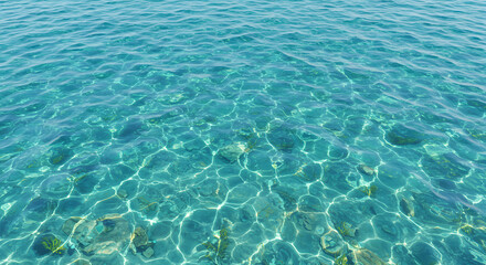 Obraz premium Crystal Clear Turquoise Ocean Water Texture A Summer Escape