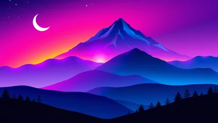 Fotobehang Vibrant sunset mountain landscape background design © Unlimited Resources