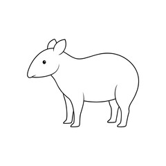 Fototapeta premium Tapir Animal on White Background South American Mammal