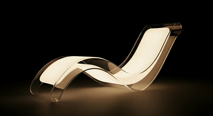 Minimalist Lounge Chair Featuring a Sculptural Design Under Dramatic Lighting
