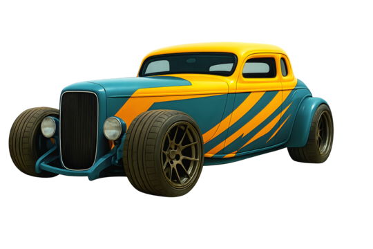 Custom Built modern futuristic Hot Rod, High Performance Vehicle, Custom Automotive Design Concept, transparent background 