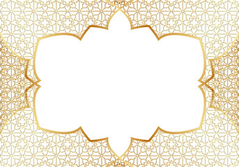 Elegant Gold Islamic Arch Frame with Geometric Pattern.