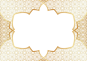 Elegant Gold Islamic Arch Frame with Geometric Pattern.