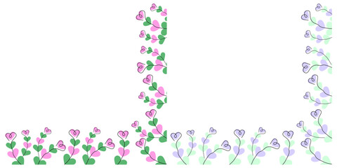 Freehand Heart shape twigs Floral Conner Frame border Spring or Summer Copy space Template idea Set