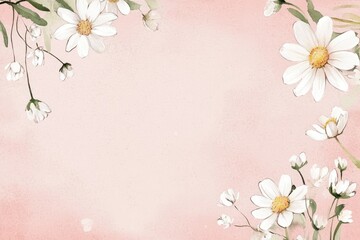 Delicate white daisies frame a soft pink background