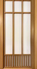 Series of modern oriental Chinese and Japanese theme wooden screens and panel design Wall panel design with modern wood linear stripes and fluted panel. Seamless background texture.