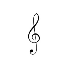 Treble Clef Musical Symbol on White Background Music Notation
