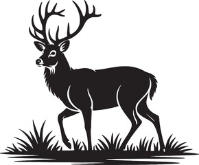 Majestic stag silhouette in grassland