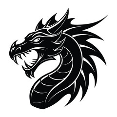 dragon head tattoo design, Chinese dragon silhouette,