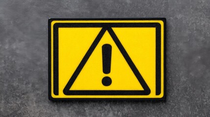 Warning sign with exclamation mark on yellow background for safety alert