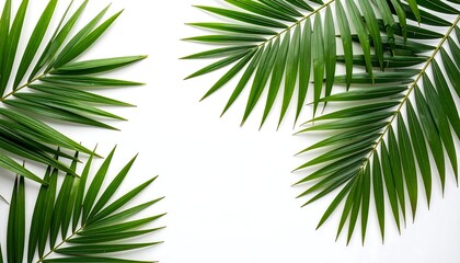 Obraz premium Palm Leaves Frame White Background.