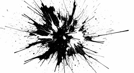 Dynamic Black Ink Splatter Against White Backdrop For Art Projects