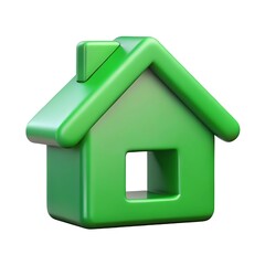 A 3d rendered green house icon for real estate home ownership and mortgage themes