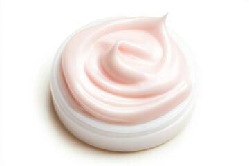 Close-up of smooth, creamy pink moisturizer in a round jar, perfect for skincare and beauty use.