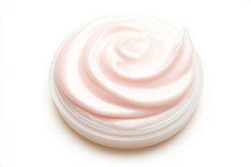 Close-up of a silky moisturizer in a white container, ideal for skincare and beauty projects.