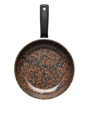 Isolated Brown Speckled Frying Pan with Black Handle