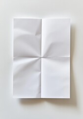 Folded blank white paper on a plain background