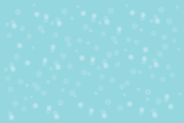 Vector background with blurred light blue dots. Winter snowing pattern for cover design. Snowflakes against a blue sky for wrapping paper design. Cyan color template with bokeh light circles